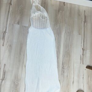 White Knit Halter cover up Dress